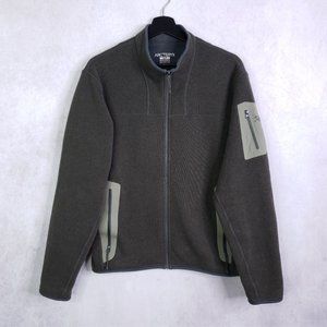 Arc'teryx Men's Sm Dark Olive Green Polartec Full Zip Knit Fleece Sweater Jacket